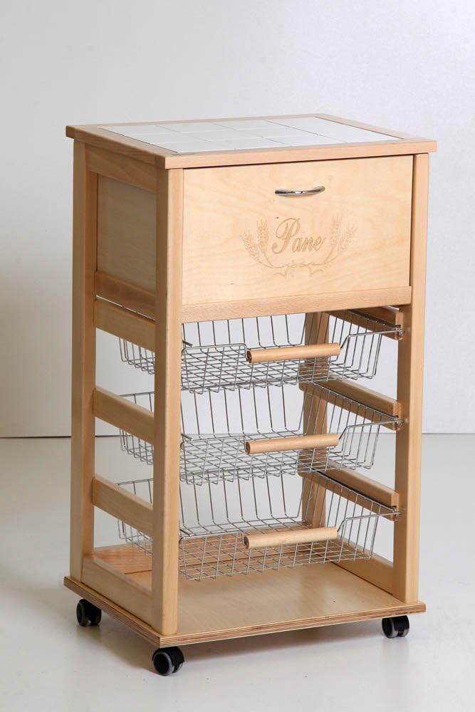 380151 Vegetable and Fruit Storage Shelves with Bread Bin Solid Wood
