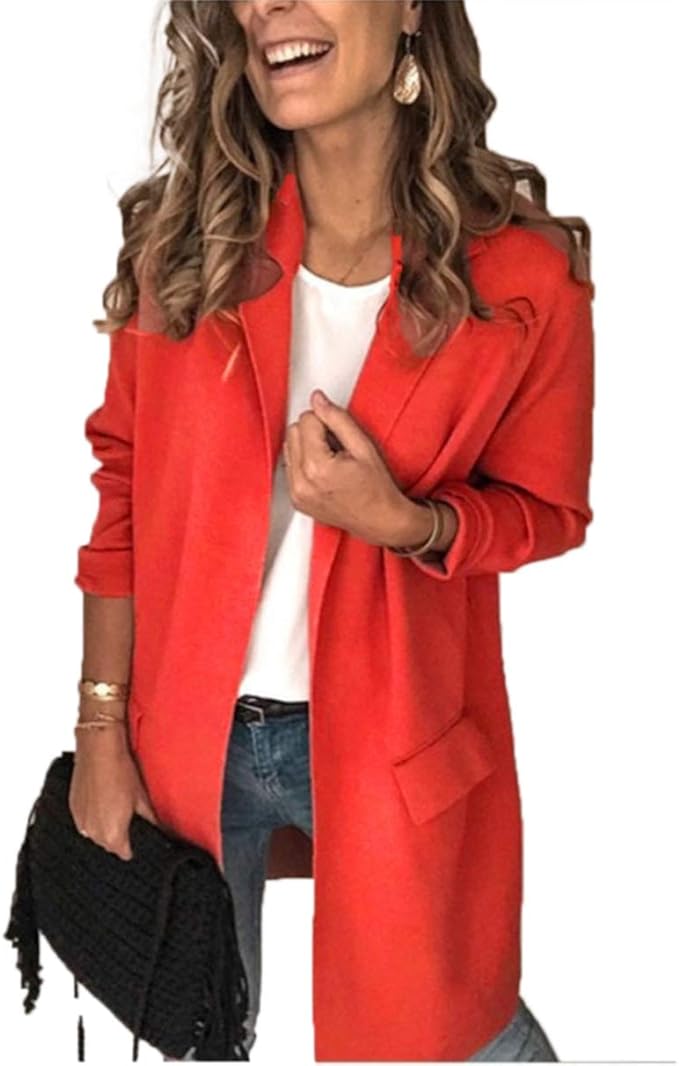 Women's Elegant Blazer Long Sleeve Slim Fit Casual Suit Jacket Tailor
