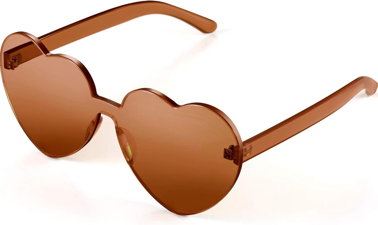 Maxdot Heart Shape Sunglasses Party Sunglasses (Brown): Clothing