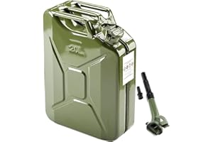 SOONEEDEAR 5 Gallon Metal Container with Spout and Handle for Water Liquid 20L Sturdy Storage Jar for Cars Trucks Motorcycle Automotive Equipment (Style 3, 1 pack)