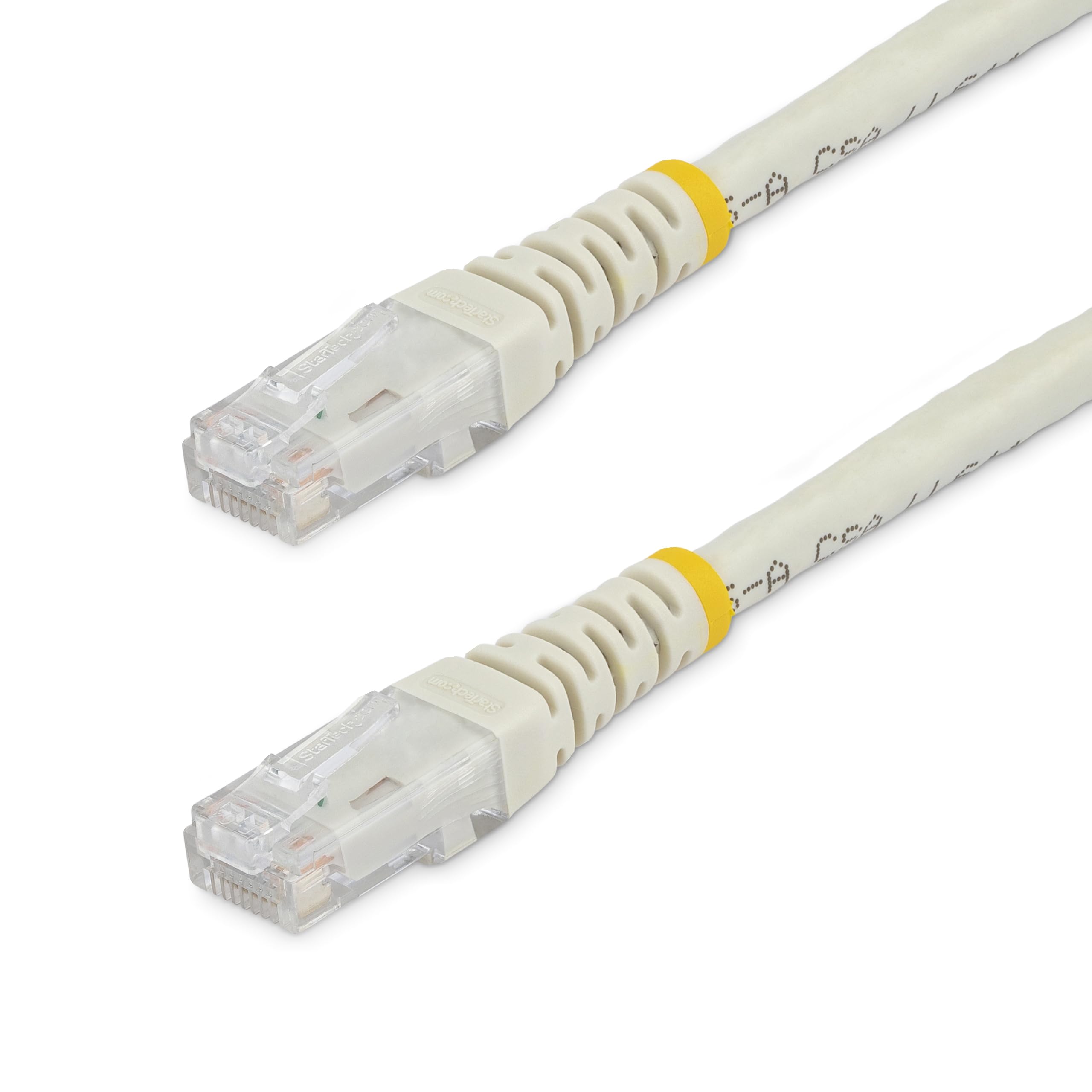 StarTech.com 100ft CAT6 Ethernet Cable - White CAT 6 Gigabit Ethernet Wire -650MHz 100W PoE RJ45 UTP Molded Network/Patch Cord w/Strain Relief/Fluke Tested/Wiring is UL Certified/TIA (C6PATCH100WH) — image 1