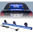 Xprite 31.5 Inch Blue LED Traffic Advisor Strobe Light Bar, 21 Flashing Patterns w/Suction Cup Mount, Windshield Deck Emergency Warning Lightbars for Police Volunteer POV Vehicles Trucks SUV UTV