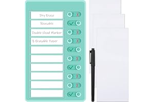 LEITEE Dry Erase Checklist Board Chore Chart for Kids to Do List Board My Chores RV Checklist Plastic Detachable Daily Checklist with Markers and 3 Erasable Paper for Routine Planning (Green, Minimalist)