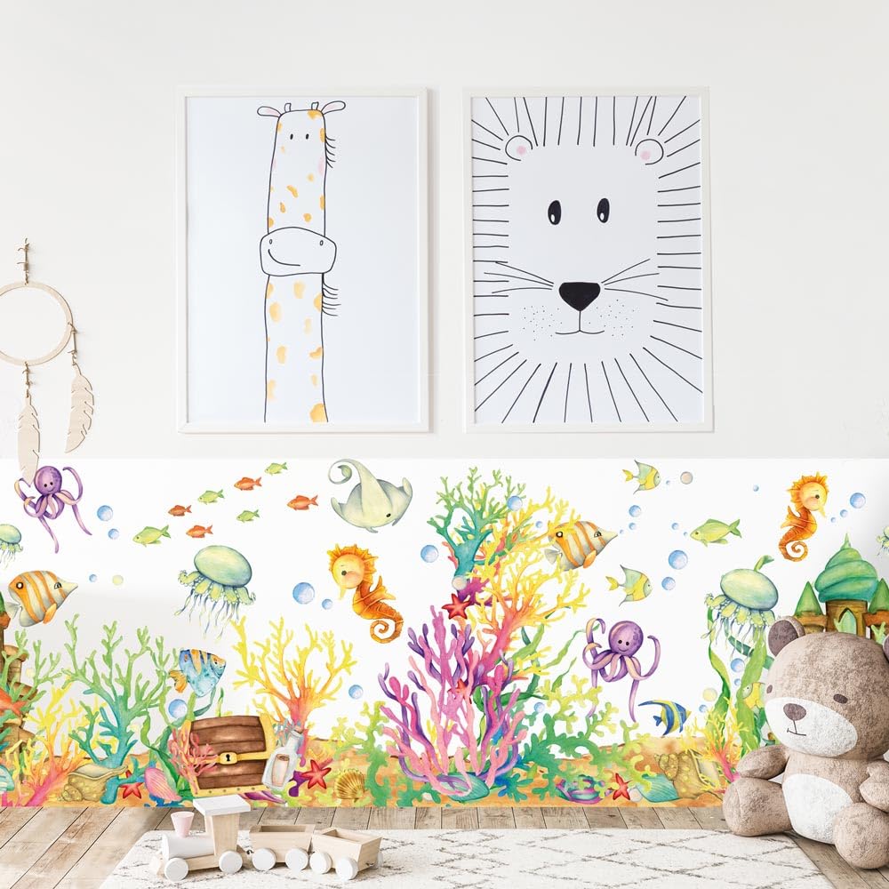 kina - SM0041 Wall Stickers Sashes for Children's Bedrooms – Greek Sea Animals Graphics Protection and Decoration Walls Upholstery Furniture Tables and Cabinets 40 x 130 cm