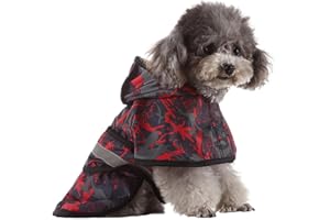 IOICYBF Dog Raincoat Hooded, Reflective Dog Slicker Poncho Adjustable Waterproof Lightweight Rain Jacket for Dogs,Camouflage Red,XXL