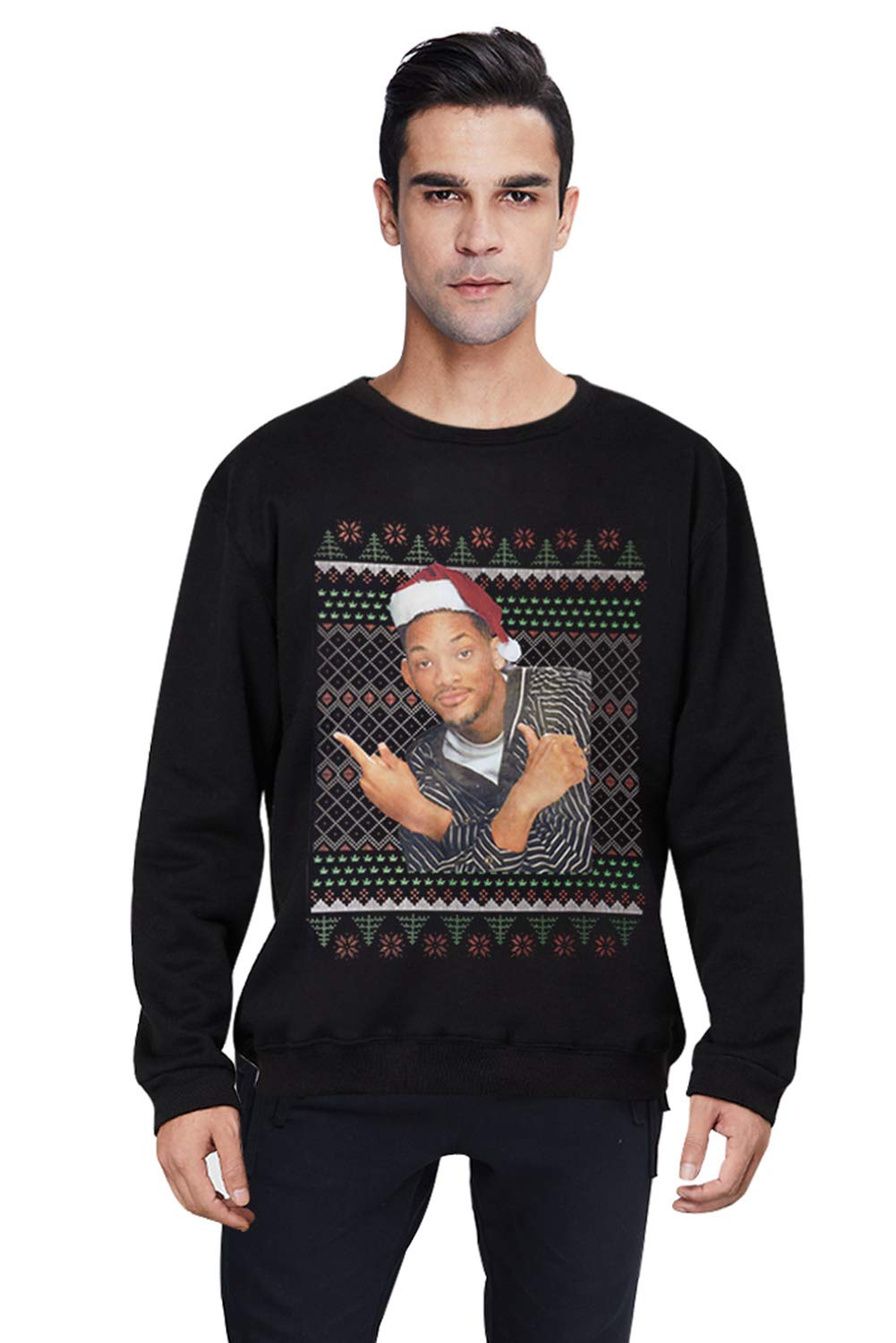 Pemela Youth Boys Ugly Christmas Sweatshirt Comfy Fleece Sweater Long Sleeve Crewneck Casual Pullover Streetwear Jumpers for Xmas Party Black L