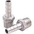 DERNORD Stainless Steel 1/2" Hose Barb x 1/2" NPT Male - Home Brew Pipe Fitting Pack of 2