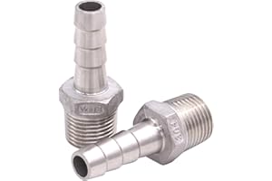DERNORD Stainless Steel 1/2" Hose Barb x 1/2" NPT Male - Home Brew Pipe Fitting Pack of 2