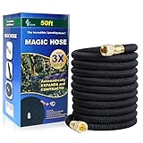 GLOUE 50FT Garden Hose,Solid Brass Connector,2017 Upgrade Strongest Hose,Sealing Rings,Durable Latex Core and Strength Fabric Polyester for Cars Expandable Hose,addition a Portable Quick Connector