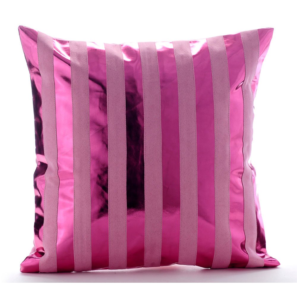 The HomeCentric Hot Pink Pillow Cover, Metallic Stripes Sparkly Glitter Club & Lounge Theme Pillows 
