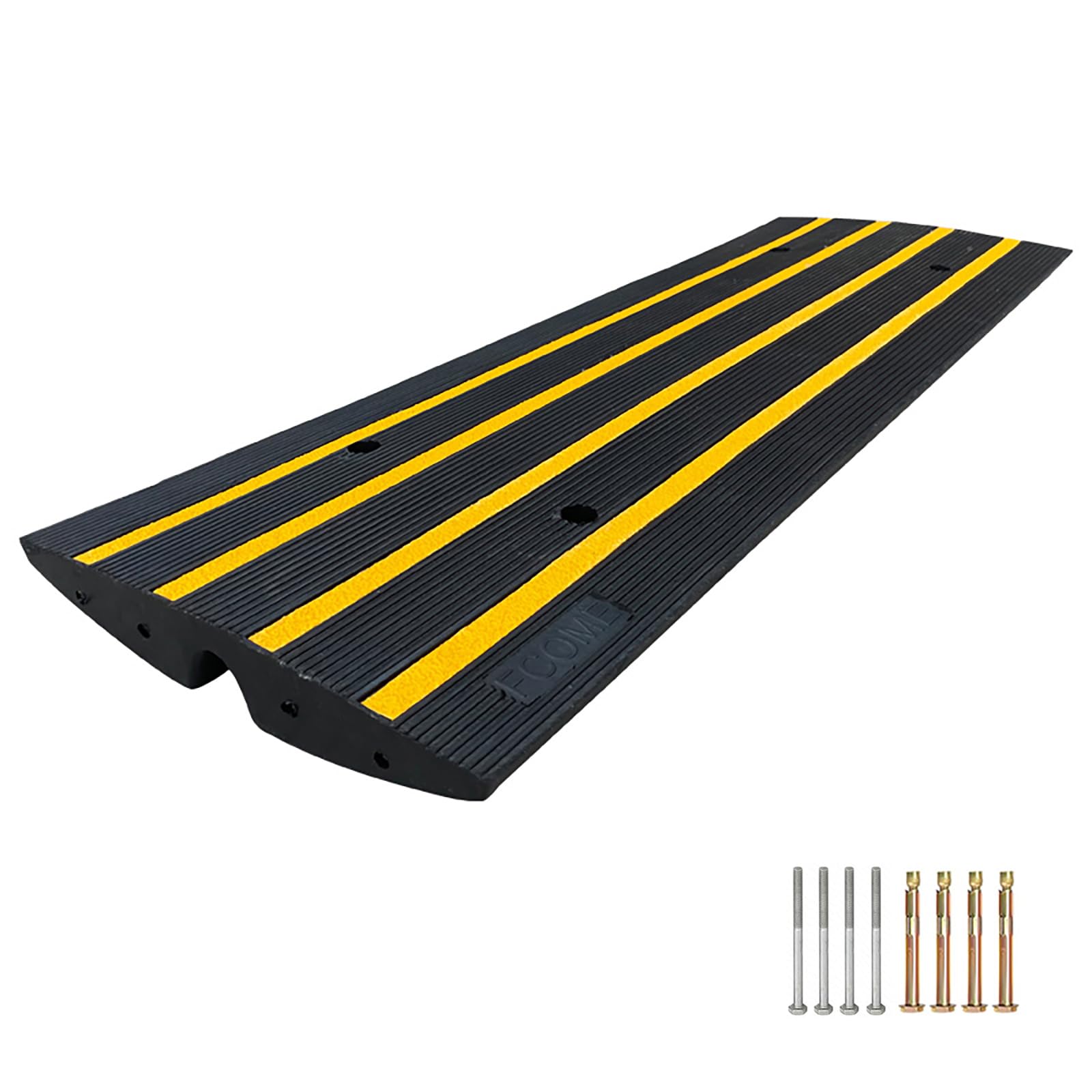 Photo 1 of FCOME 1 Pack Rubber Heavy Duty 44000lbs Capacity Car Ramp, Rubber Threshold Ramp, Driveway Curb Ramp, Doorway Rubber Ramp, 2.6 Inch High Rubber Curb Ramp for Truck, Cars, Scooter, Bike (R1)