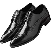 Men's Oxfords Wingtip Formal Leather Prom Dress Wedding Shoes for Men