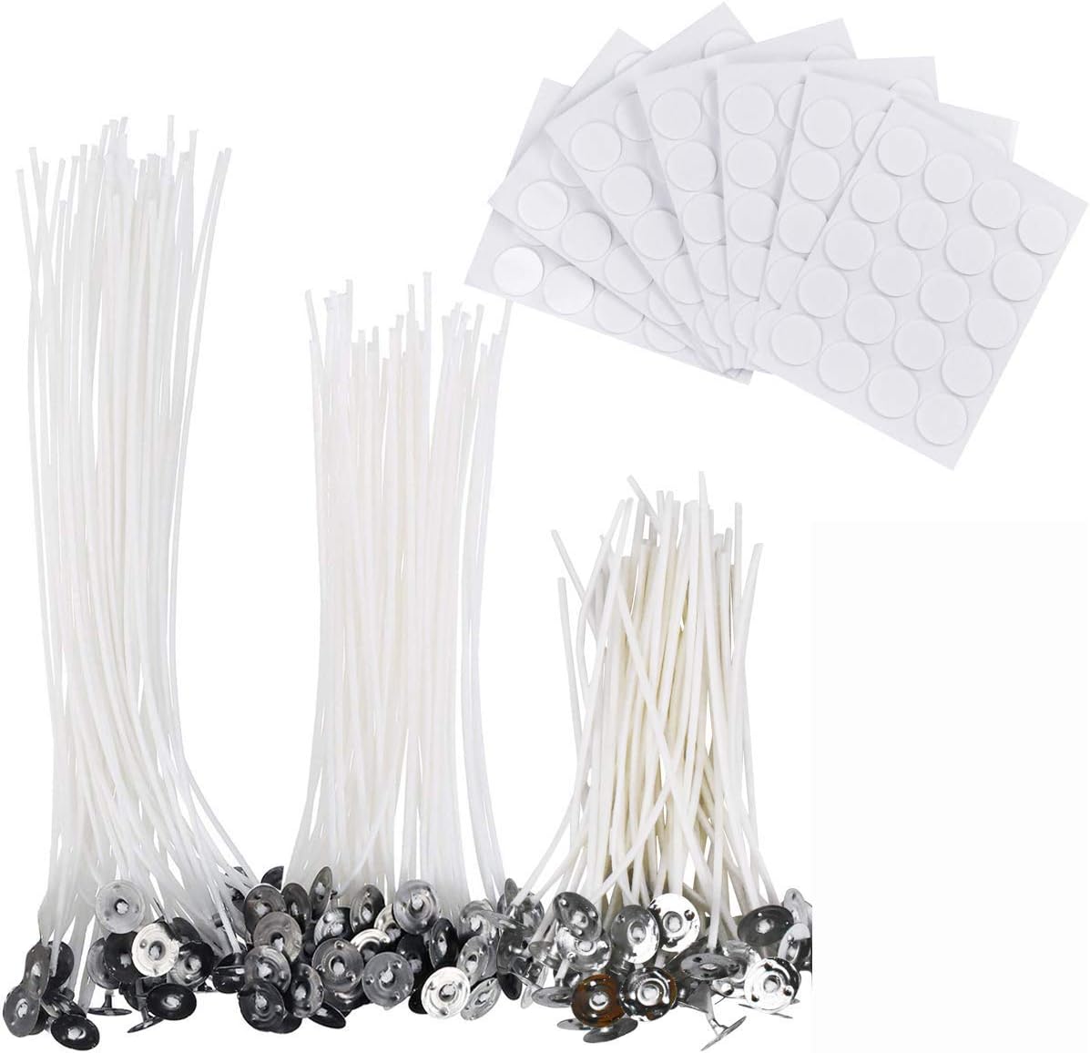 Candle Wick, 302 Pcs Candle Making Kit with Natural Pre Waxed Candle Wicks Double-Sided Wick Stickers Wicks Holder Low Smoke Handmade Supplies For DIY Candle Making Craft Candle Gift