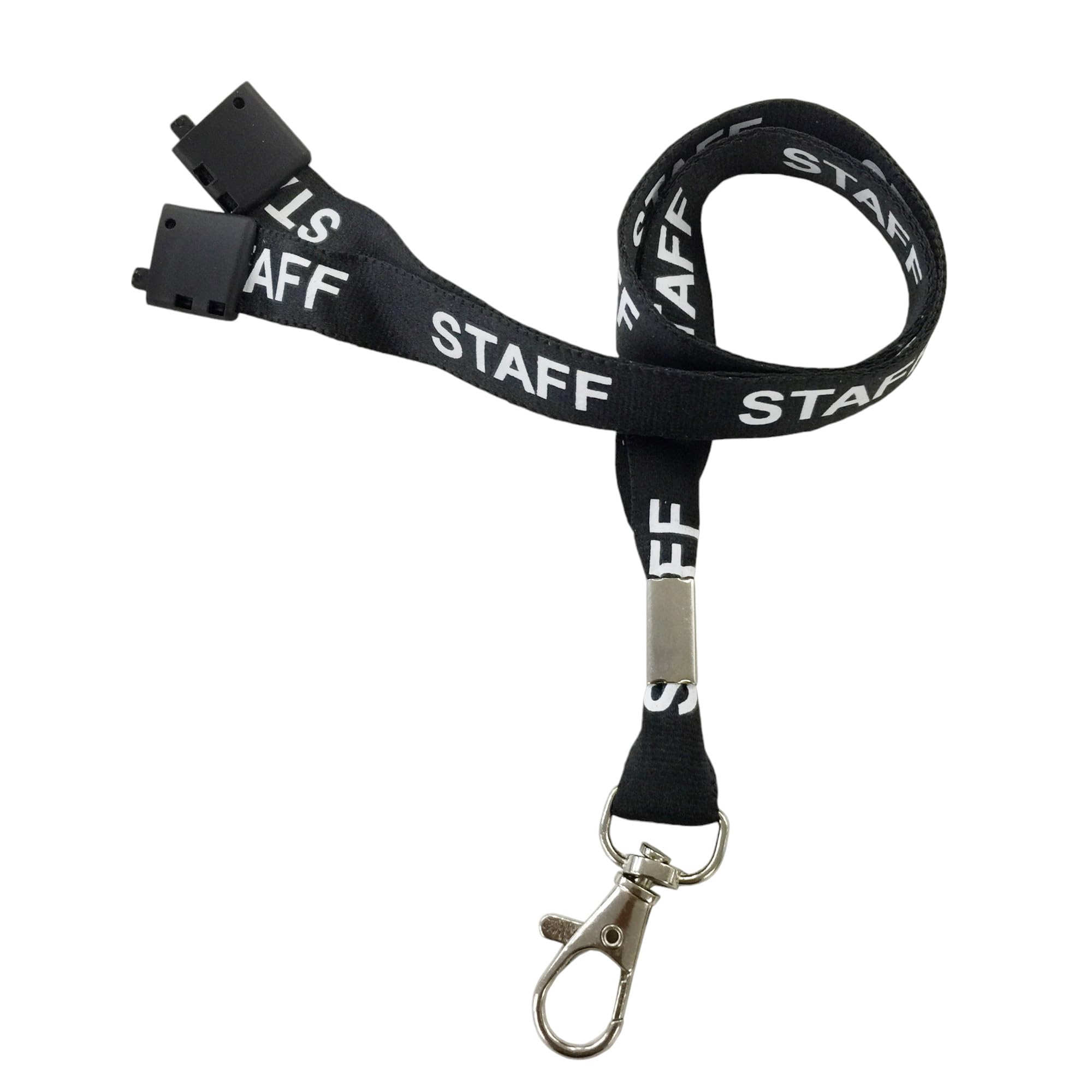 Customcard Ltd Black Staff Lanyard with Safety Break & Metal Clip - 45cm Drop, 15mm Width - Comfortable & Durable Staff Lanyards for Office, School & Events - Professional Black Design (Pack of 10)