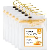 BEEKNOWS 6 Pcs Honey Filter Bag,Ultra-Fine Food Grade Mesh Nylon Strainer with Adjustable Drawstring,5 Gallon Bucket Honey Extraction,Honey Strainer Reusable and Washable