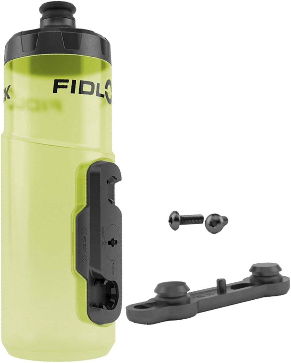 Fidlock TWIST Bottle 600 Set- Bike Water Bottle Holder with Attached Bottle - Cage-Free Magnetic Mount - Yellow