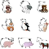 WJSYSHOP Animal Cookie Cutters 9-Pc Set – Raccoon Dog Bear Fox Penguin Deer Elephant Pig Horse - B