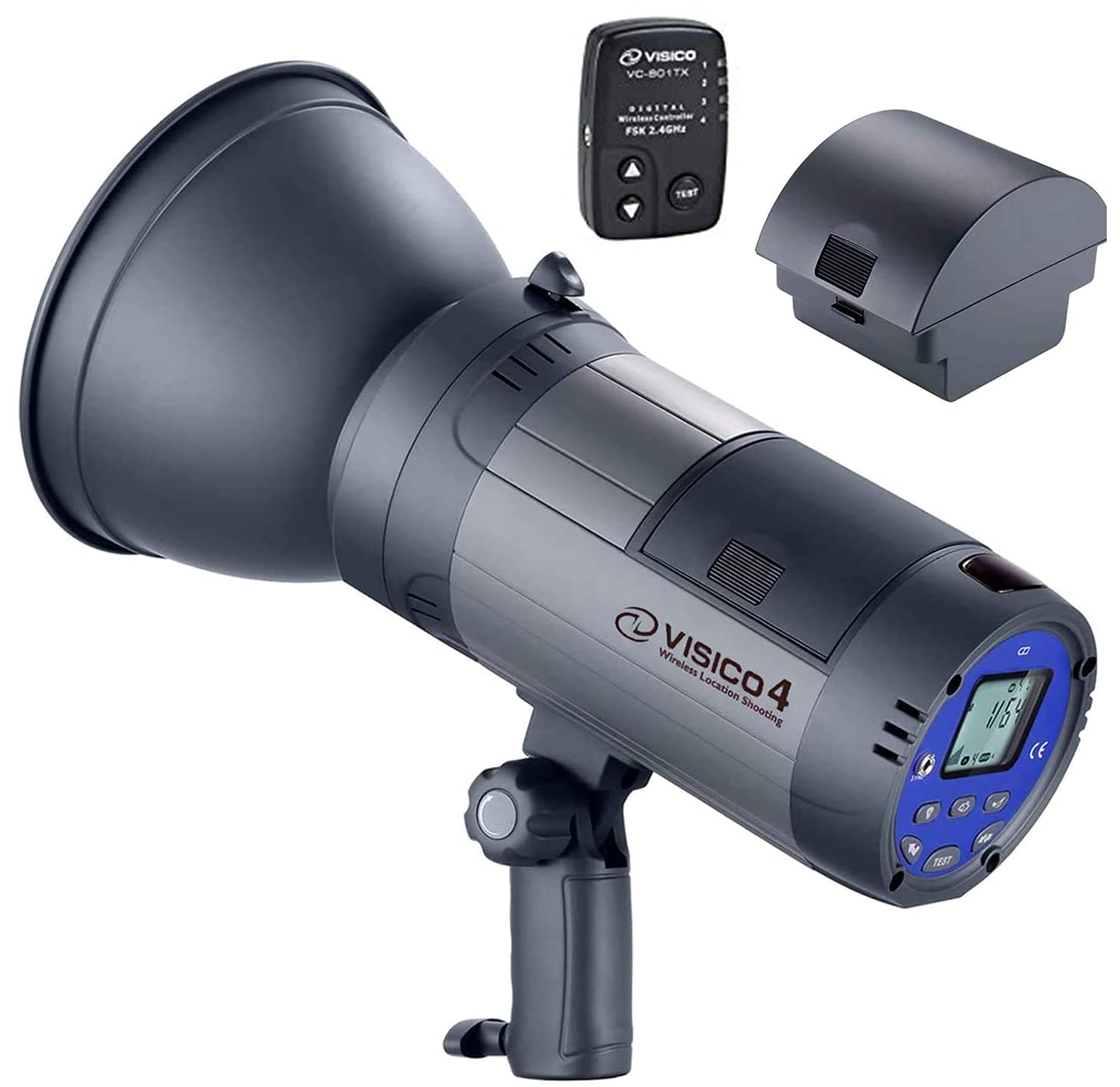 VISICO VISION 4 300Ws Battery Powered Outdoor Studio Flash Strobe (700 Full Power Flashes with 2.4G System, 801TX Trigger Included) Bowens S-Fit Mount + 12 Month Extended Warranty Card (3 Yrs)