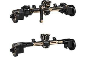 POWMOK SCX24 Axles 174g SCX24 Brass Front and Rear Portal Axle with brass Wheel Hubs Counterweights Set for 1/24 RC Crawler Axial AX24 FCX24 SCX24 upgrades accessories