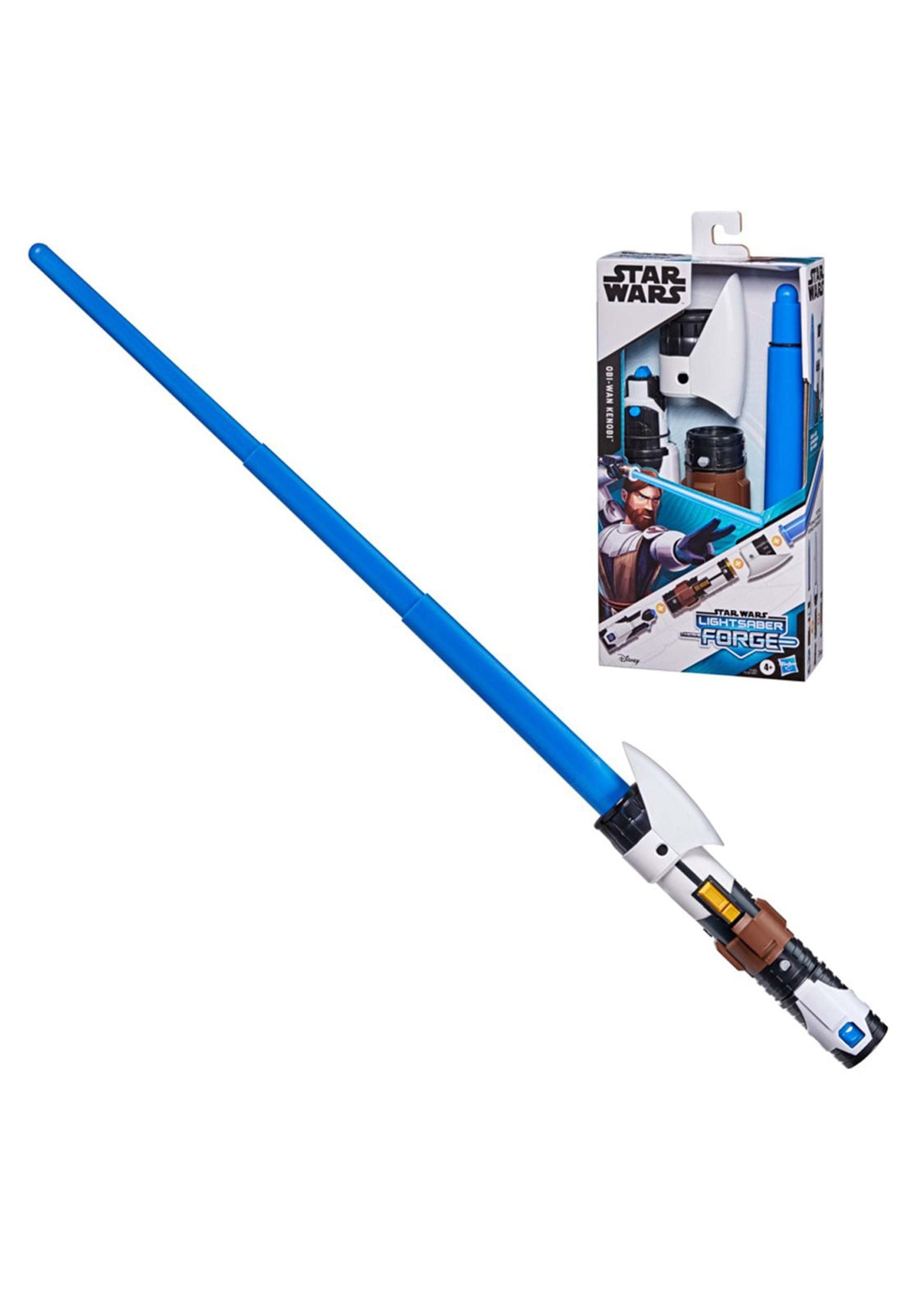Star Wars Lightsaber Forge Obi-Wan Kenobi Extendable Blue Lightsaber Toy, Customizable Roleplay Toy for Kids Ages 4 and Up