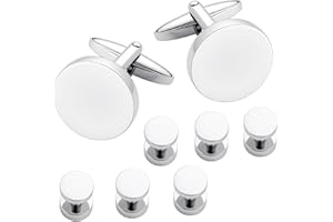 Dannyshi Mens Cufflinks and Tuxedo Shirt Studs Set with Gift Box Cuff Links Tuxedo Studs Business Wedding Groomsman Gifts
