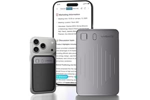 WaveNote AI Voice Recorder, Transcribe & Summarize Recorder, 42 Hours Continuous Recording, Support 112 Languages, 64GB AI Re