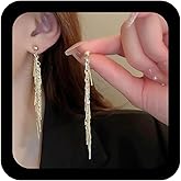 Xduargs Boho Metal Tassel Chain Earrings Vintage Fringe Chain Dangle Earrings Gold Linear Tassel Drop Earring Long Waterfall Chandelier Earring Jewelry for Women