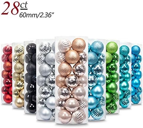 Yoland 2.3''in/28ct Christmas Ball Plating Ornaments Tree Collection for Holiday Parties Decoration (2.3''/28ct, Champagne)