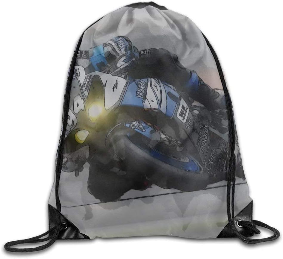 Motorcycle Racer Racing Race Speed Print Drawstring Backpack Rucksack Shoulder Bags Gym Bag Sport Bag