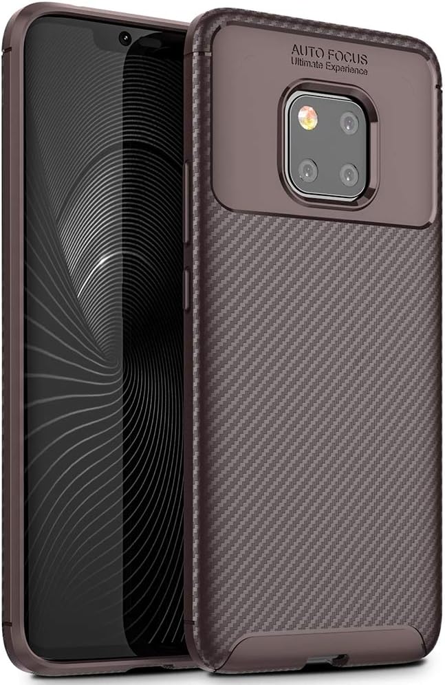 WindCase Huawei Mate 20 Pro Case, Carbon Fibre Grip Slip-Resistant Soft TPU Silicone Shockproof Protection Case Cover for Huawei Mate 20 Pro Brown