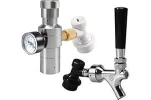Keg Faucet CO2 Keg Charger Beer Keg Tap with Ball Lock Liquid Disconnect, Mini CO2 Regulator with Ball Lock Gas Disconnect fo