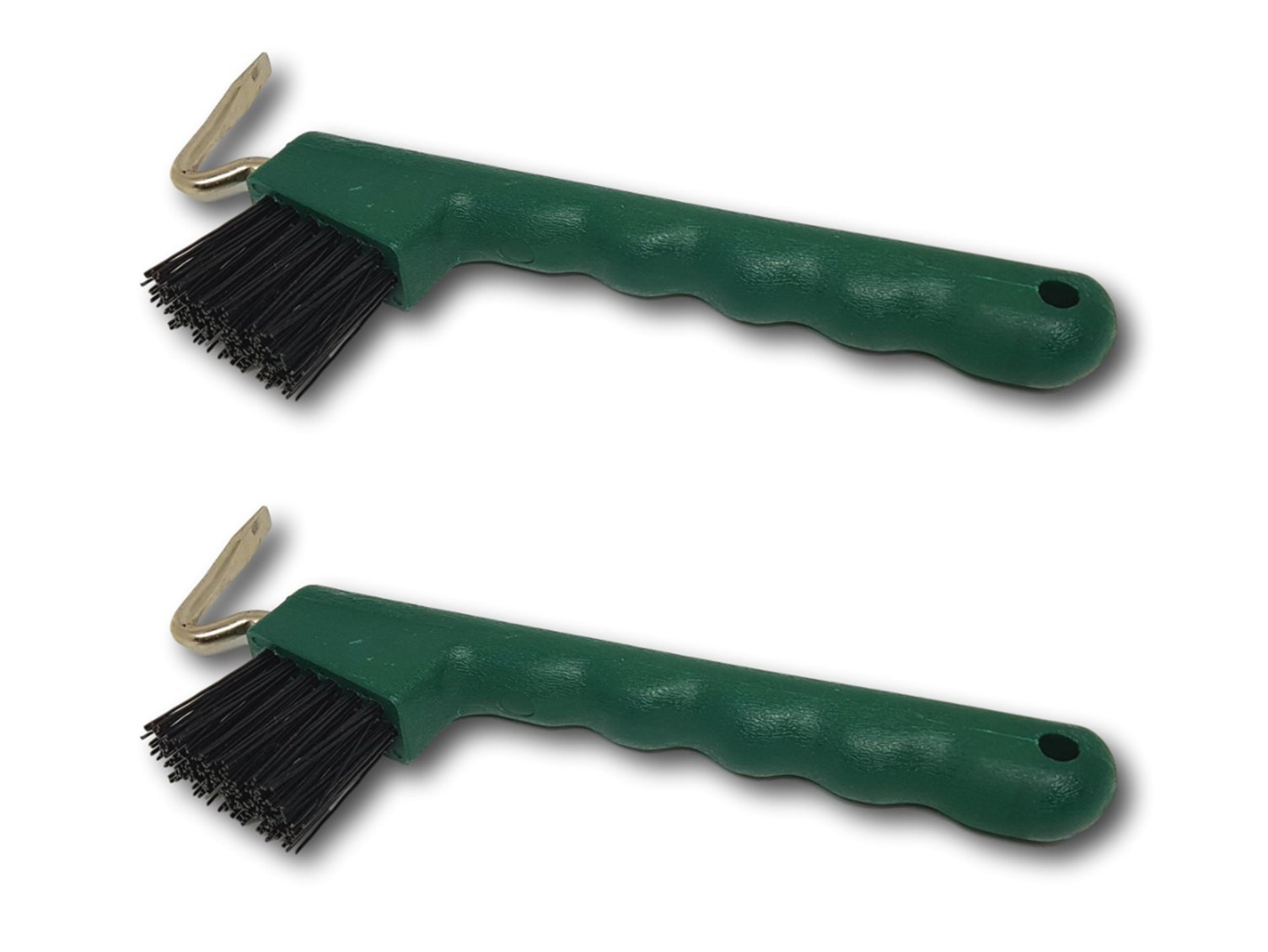 Hoof Pick for Horses Donkey Goat Hoof with Extra Stable Brush and Ergonomic Handle (2 x Green)