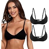 Varsbaby Women's Cotton Bralette Wireless Padded Bra V Neck Triangle Bralettes for Women