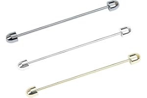 VVCOME 3PCS Men's Classic Brass Shirt Collar Bar Tie Pins Set for Wedding Business with Gift Box