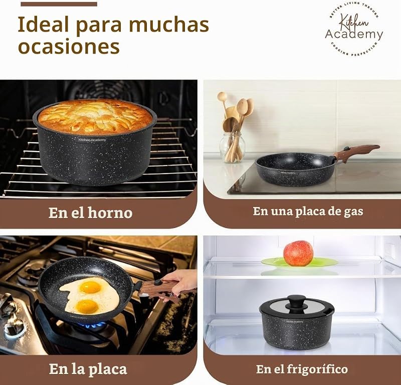 Juego de Sartenes Antiadherente 10 piezas con Mango Desmontable Negro