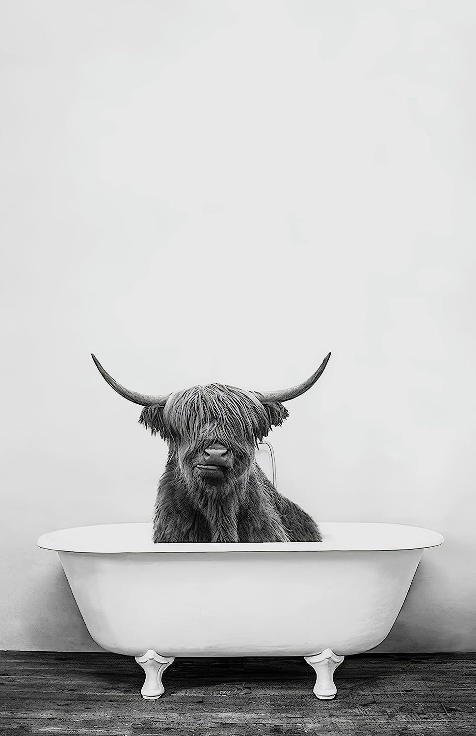 IUNTWEIE Black and White Animal Bath Wall Art, Funny Canvas Poster, Minimalist Home Decor - Without Frame (40 x 60, Animal -5)