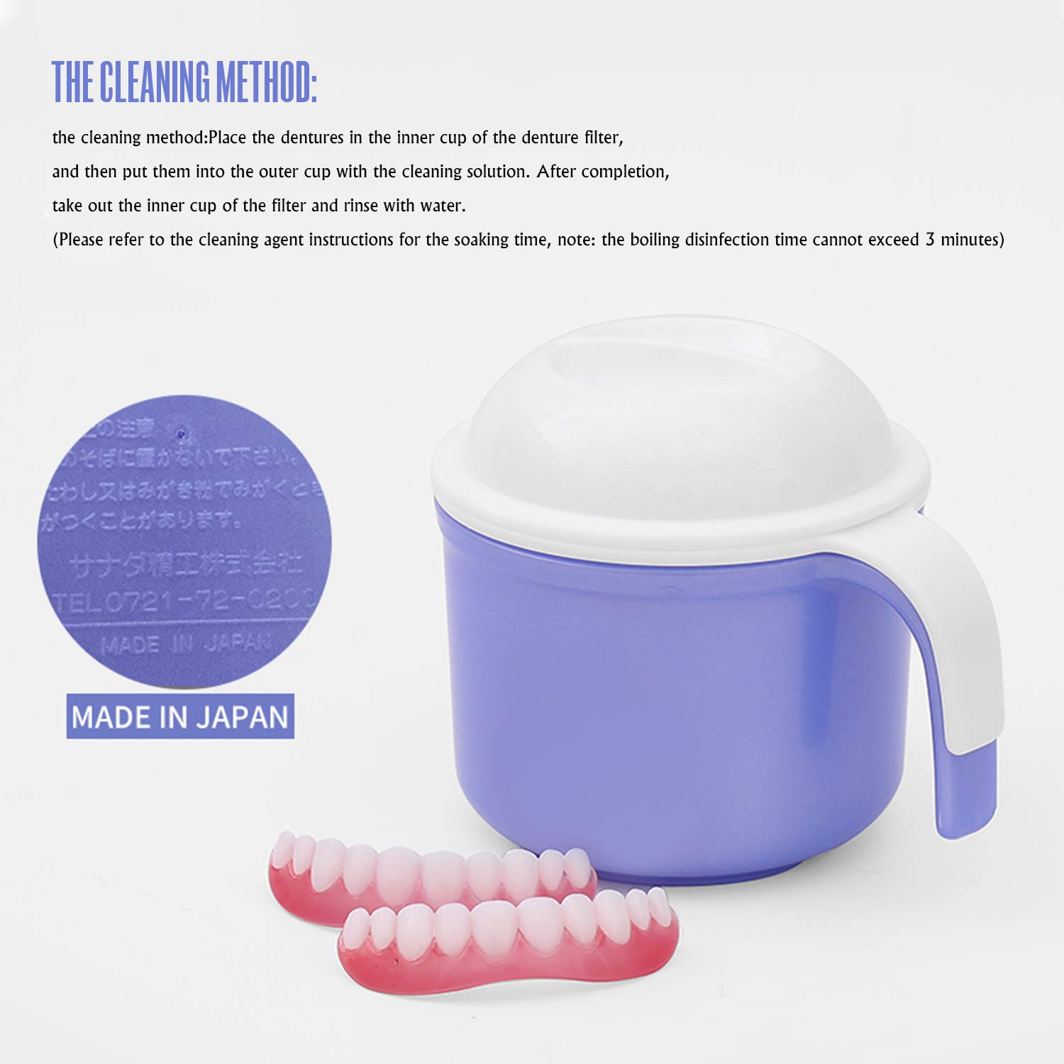 Denture Box Denture Cup with Strainer Portable Denture Bath Box Case Can Be Used As a Gift for Mom and Dad for Safe Guard Dentures，Capacity 10.6 oz : Beauty