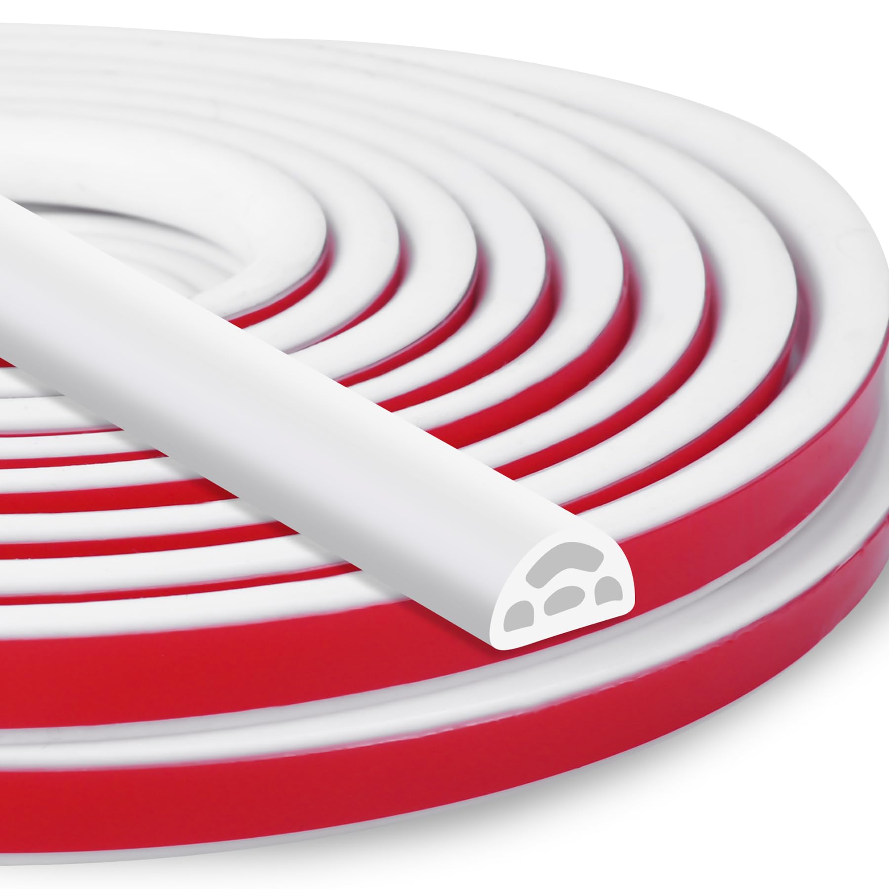 Photo 1 of 20Ft EPDM Rubber Weather Stripping Door Seal, Self-Adhesive Rubber Window Seal – Soundproof Weather Stripping Door Seal Strip for Doors & Windows(White)