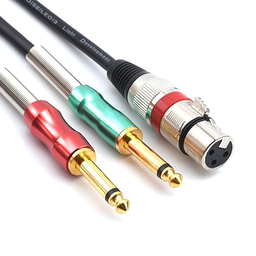 6.35mm (1/4") Stereo Male To Dual Mono Female Splitter Cable Adapter | Y-Cable For Audio Signals