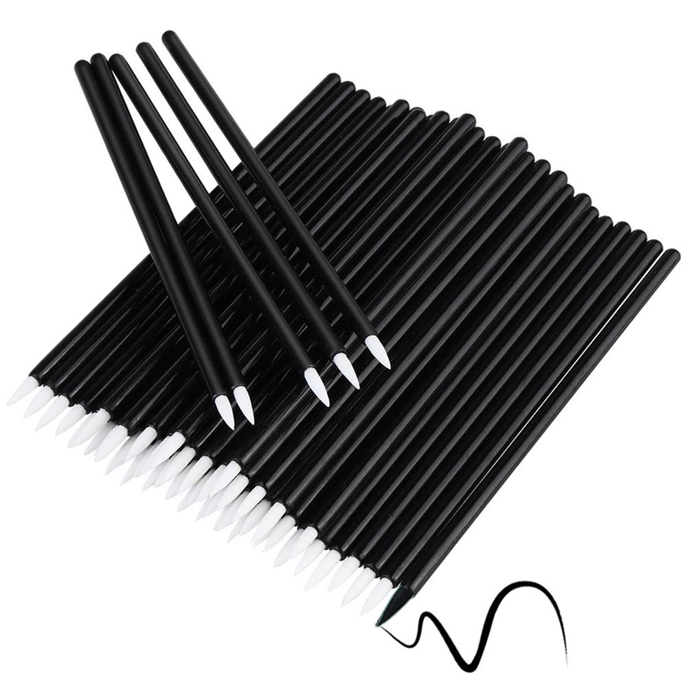 Bysiter Disposable Eyeliner Brush Eye shadow Applicator Fine Point Eye Liner Pens Lip Liner brushs Cosmetic Wands Makeup Tool set，200pcs (Black): Beauty