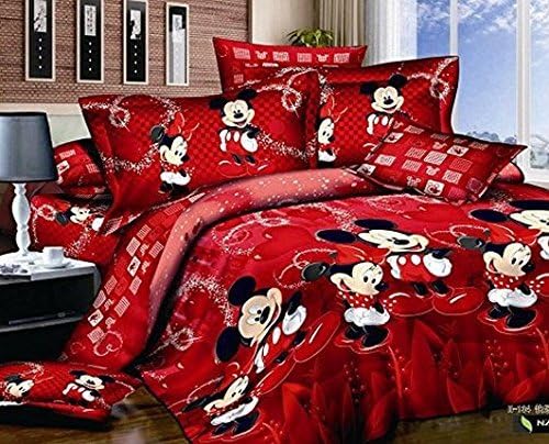 Carry Supply NEW 4 Pcs Mickey Mouse 100% Cotton 3D Bedding Set (Twinl)