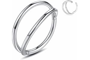 WBRWP Nose Rings Lip Septum Clicker : Triple/Double Open Stack Conch Daith Piercing Jewelry Cartilage Earring Hoop Surgical Steel Conch Daith Helix Rook Lobe Earring 20G 18G 16G 6mm 8mm 10mm