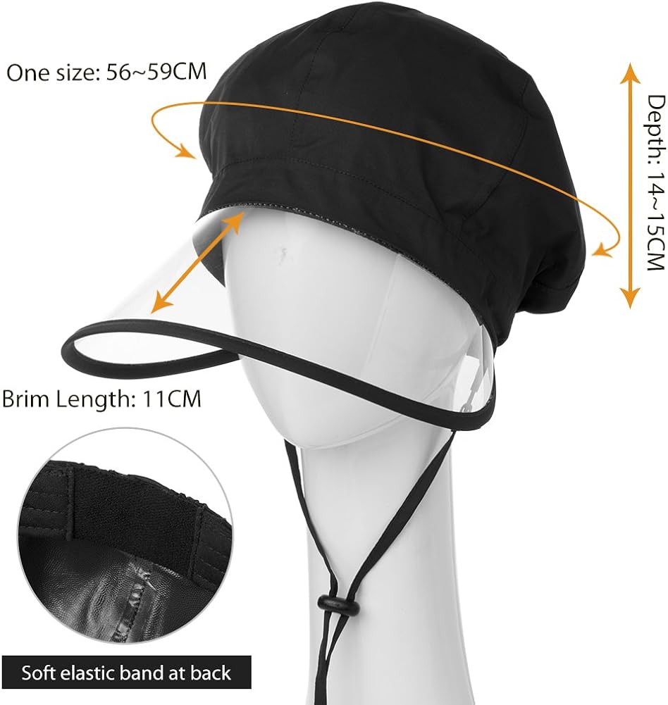 Waterproof Protection Rain Hats for Women Wide Brim Fishing Bicycle Foldable Ladies Bucket Safari Crushable Black at  Women’s Clothing store