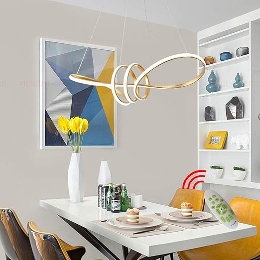 Led Pendelleuchte Dimmbar Esstisch Kronleuchter Stahlseil Hoehenverstellbar Wohnzimmer Kuche Lampe Modern Metall Esszimmerlampen Kreativ Spirale Design Deckenleuchte Schlafzimmer Hangeleuchte Gold Amazon De Beleuchtung