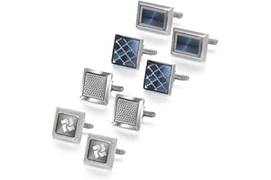 wynameleri Mens Cufflinks Set 4 Pairs Formal Business Shirts Dress Buttons Cuff Link Box Packed