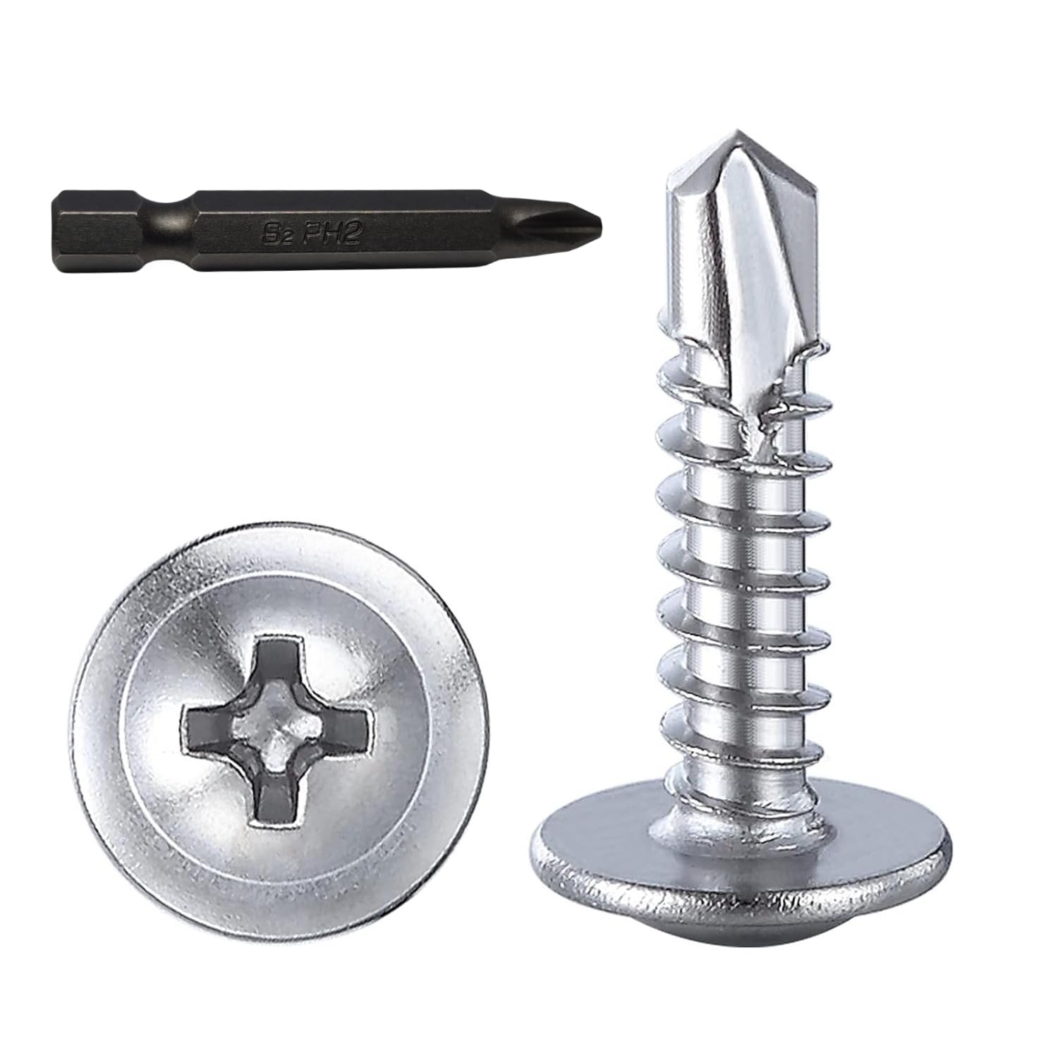 Photo 1 of zcfochi Screws ?300pcs?#8×3/4” for Sheet Metal Self-Tapping Screws 410 Stainless Steel Phillips Modified Truss Head Self-Drilling Screws High-Strength Quick Tapping Screws (#8x3/4)