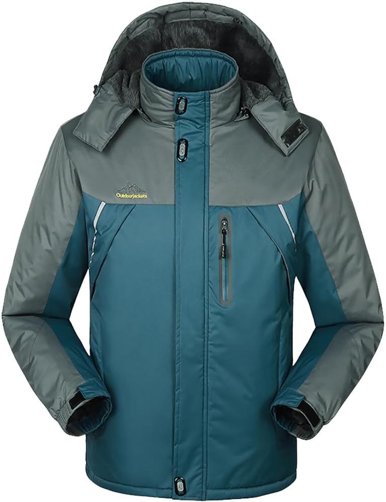 M&C Winter men's big size hooded villus cotton clothes jacket Men's and women jackets plus velvet thicker medium length Unisex Outdoor wind and cold water-resistant cotton coat , denim blue , 8xl
