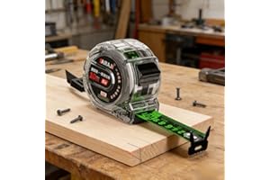 Neon Green 33-Foot (10m) Tape Measure, 1-Piece 1-Inch Wide Blade with High-Visibility Markings and Auto-Lock