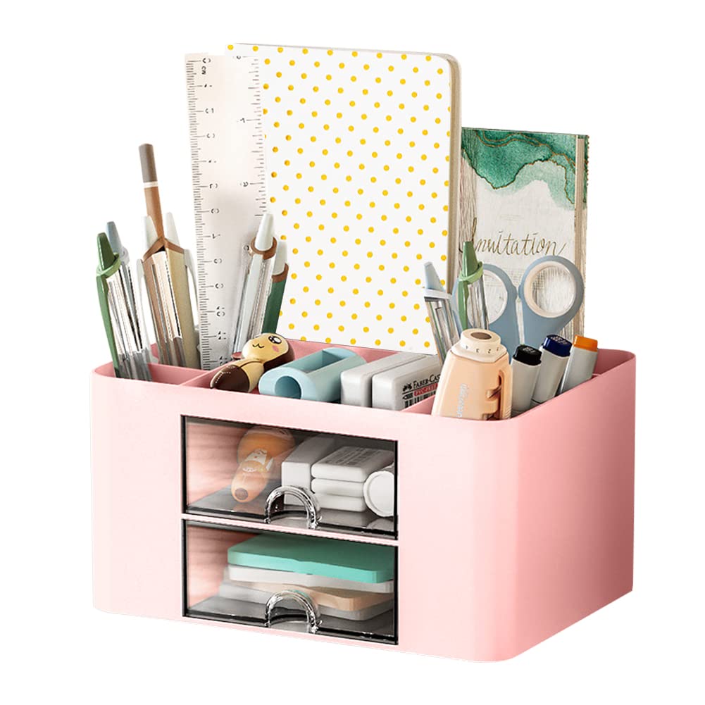 LOMUG Pen Holder Desk, Desk Organiser Stationery, Pen Holder Desk Kids Desk Organiser Drawers Organiser Multifunctional Pen Holder Organiser for Home Office and School