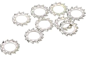 uxcell 40Pcs External Tooth Washers, M6 Steel Zinc Finish External Serrated Washer for Mechanical Equipment Fasteners, Silver